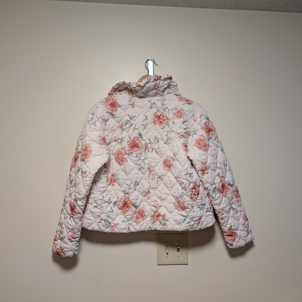 Storia Women’s Large Floral Quilted Jacket Pink Ivory - Picture 4 of 5